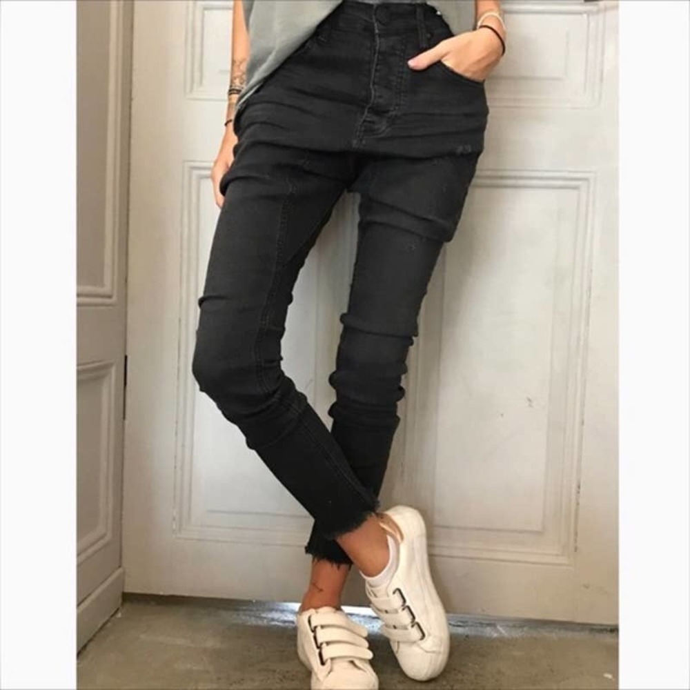 One Teaspoon Kidds Low Waist Bow Shape Black Skinny Jeans size 24
